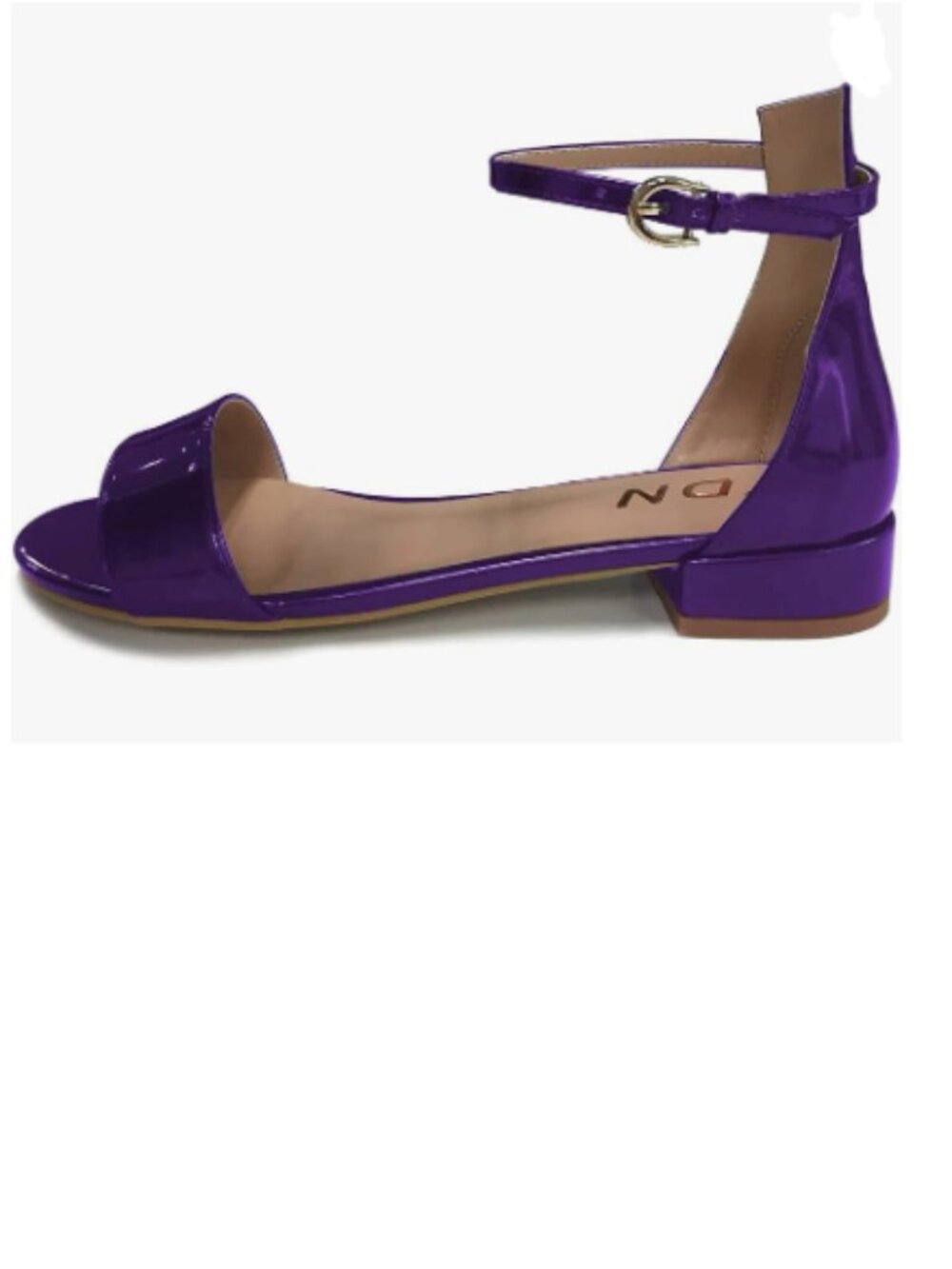 YDN Dark Purple Block Low Heel Sandals Open Toe Ankle Strap Shoes